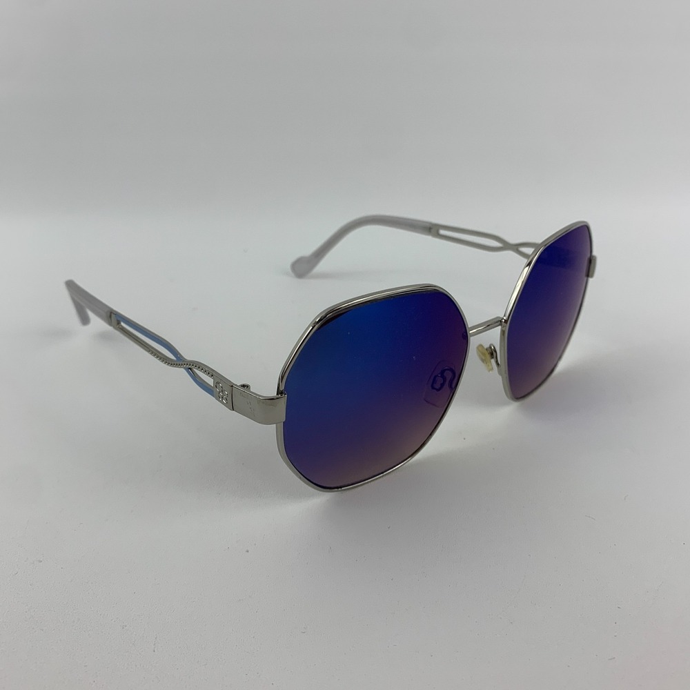 Jessica Simpson Oversized Silver Frame Sunglasses Geometric Boho Y2K Festival